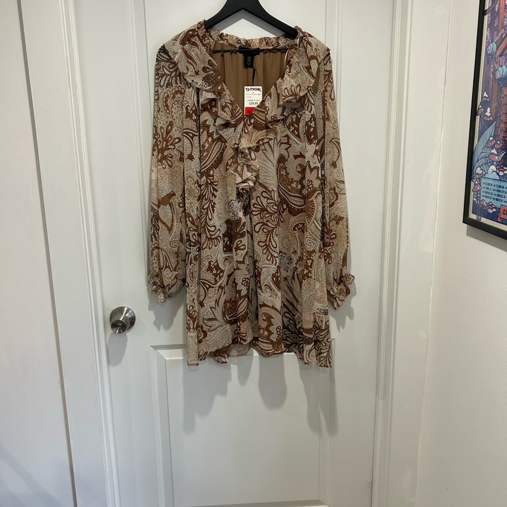 House of Harlow 1960 Brown Patterned Mini Dress